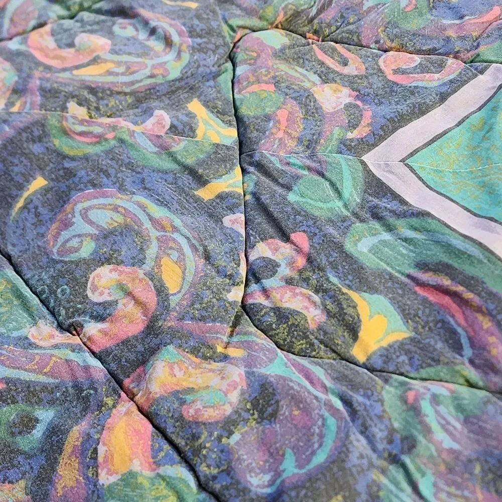 Bill Blass For Springmaid Full Bedspread Vintage 80-90s Marbled Jewel Comforter